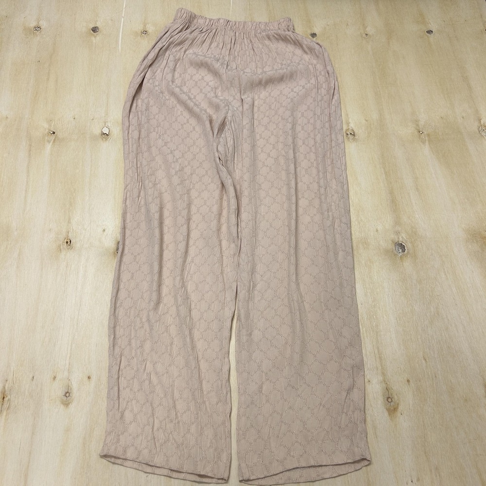 Dress Pants Womens M Pink Knit Pull On Elastic Waist Relaxed Wide Leg Geometric
